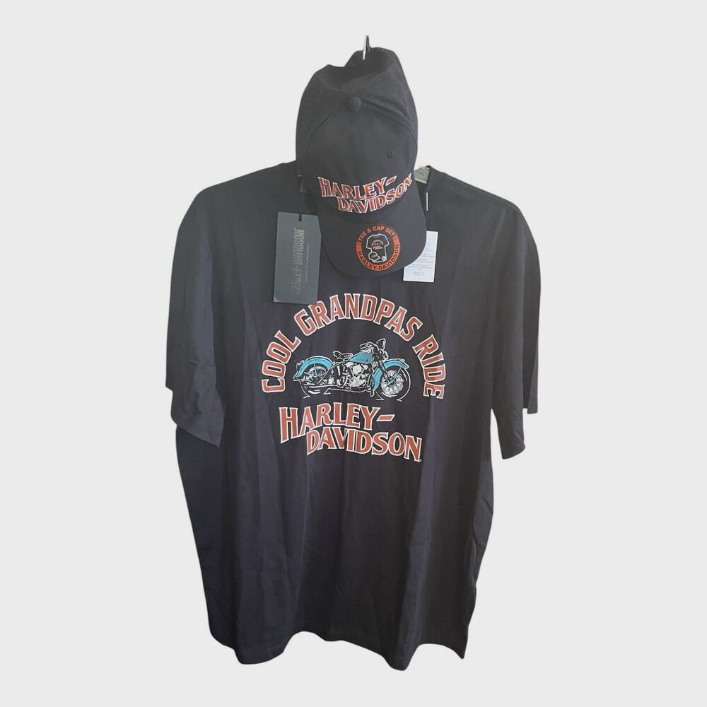 Harley Davidson T-Shirt Hat Cool Grandpas Ride Gift Set Size 2X